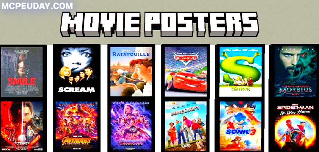 Movie Posters Addon for MCPE (1.21 & 1.20)