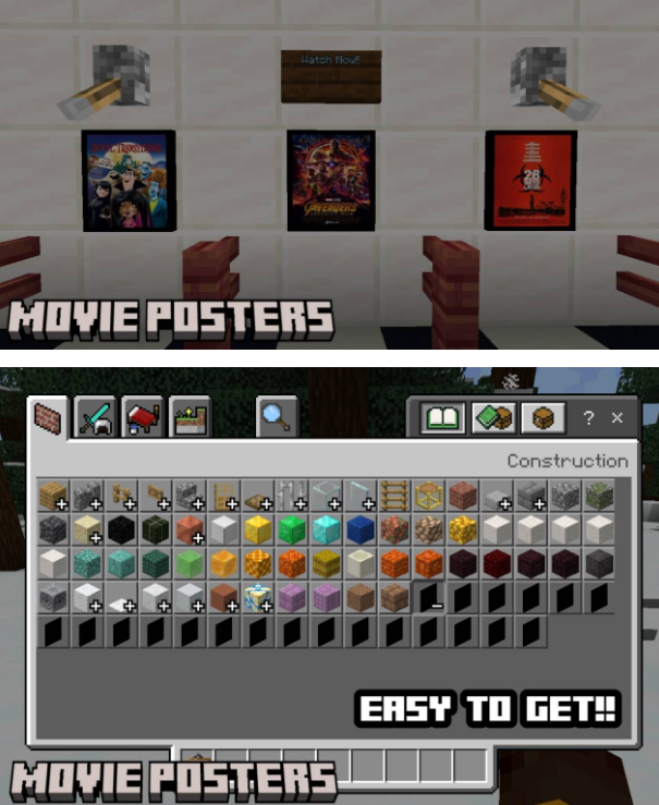 Movie Posters Addon for MCPE (1.21 & 1.20)
