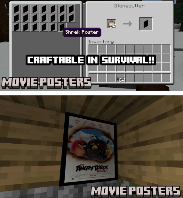 Movie Posters Addon for MCPE (1.21 & 1.20)