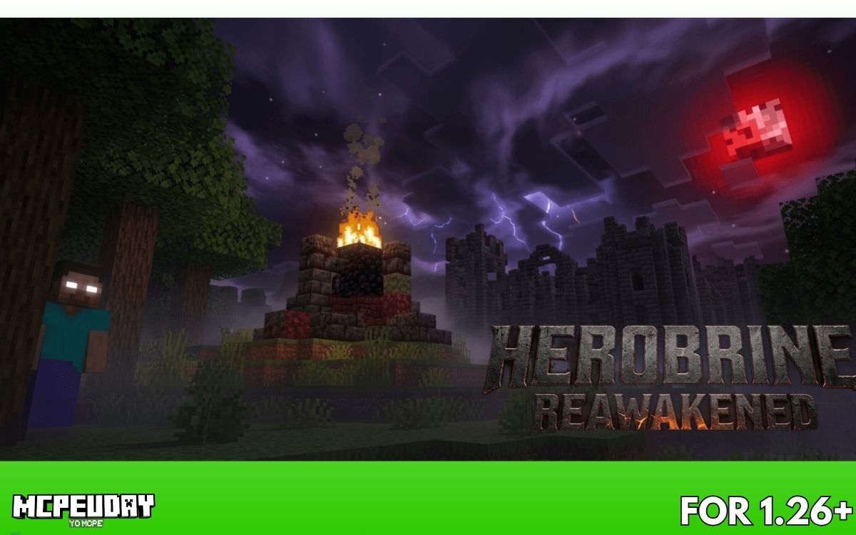 Herobrine ReAwakened Addon (1.21, 1.26) – The Ultimate Horror Experience in Minecraft PE