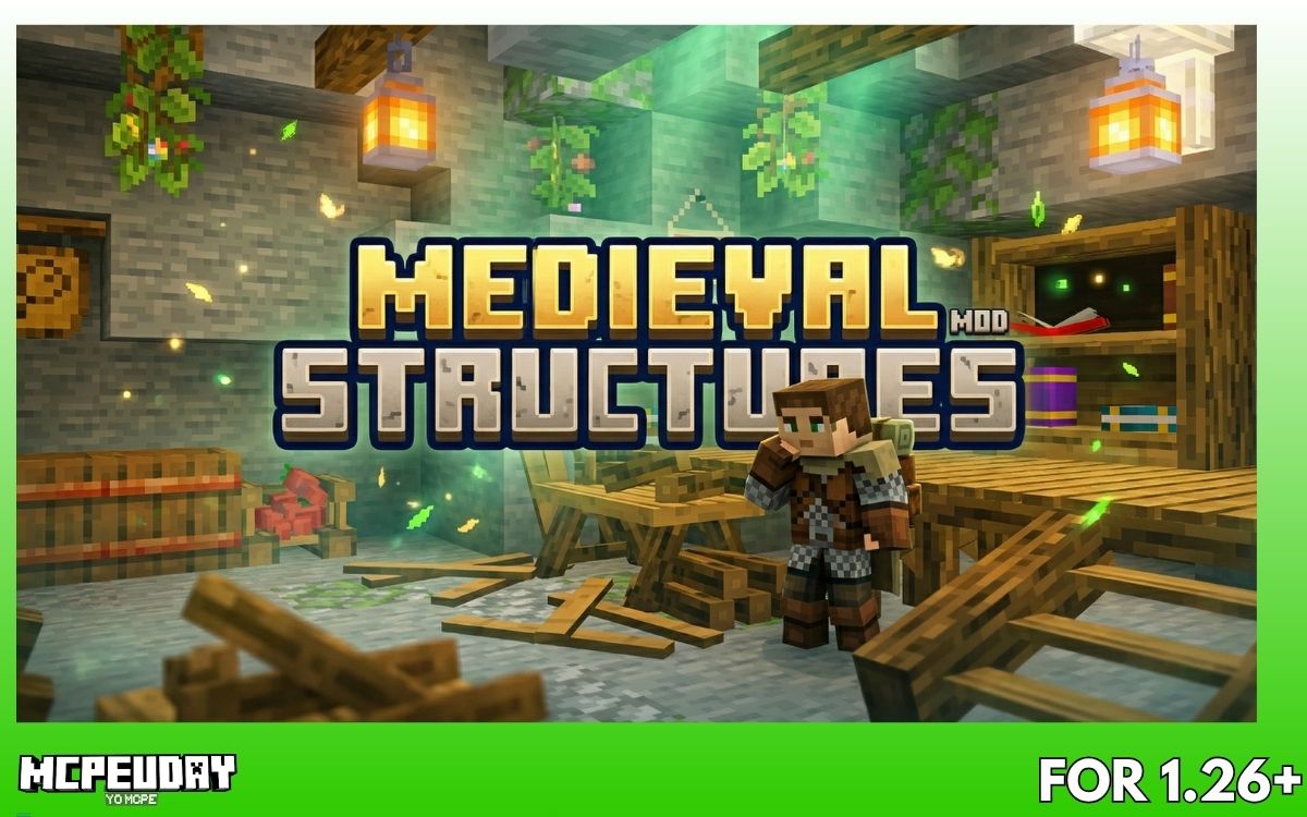 Medieval Structures Addon (1.26, 1.21) – Transform Your Minecraft World with Realistic Medieval Builds