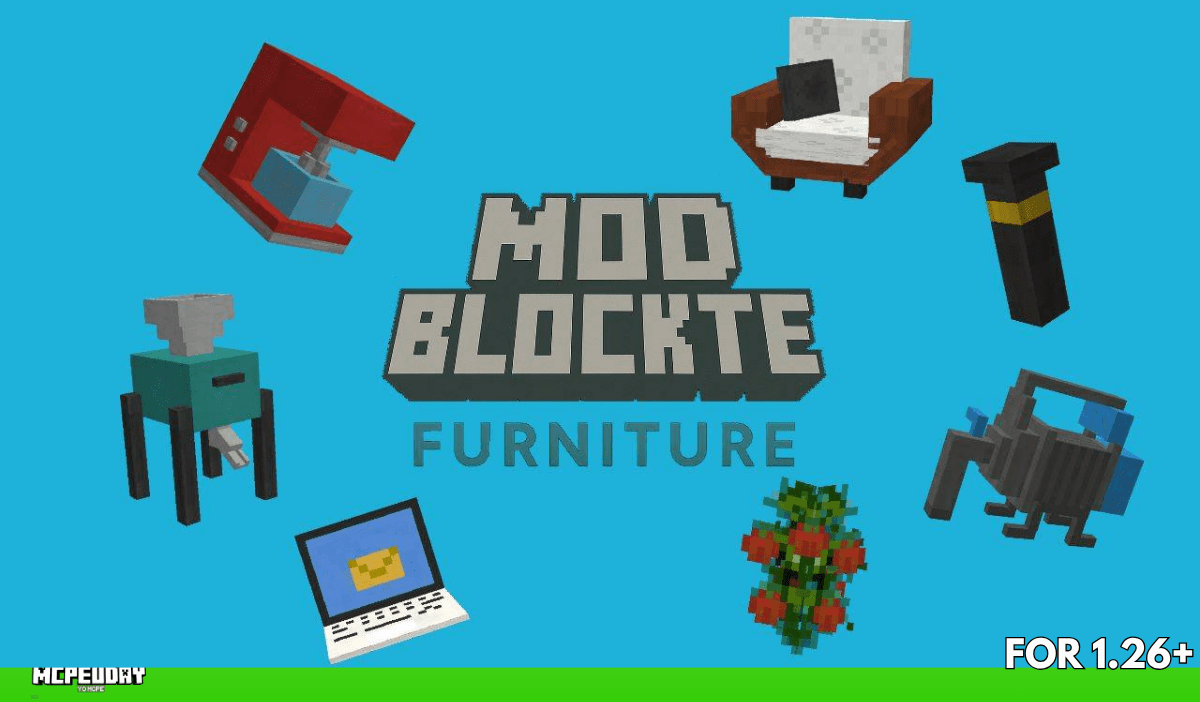 Modblockte Furniture Addon (1.21, 1.20) – Best Furniture Mod for MCPE