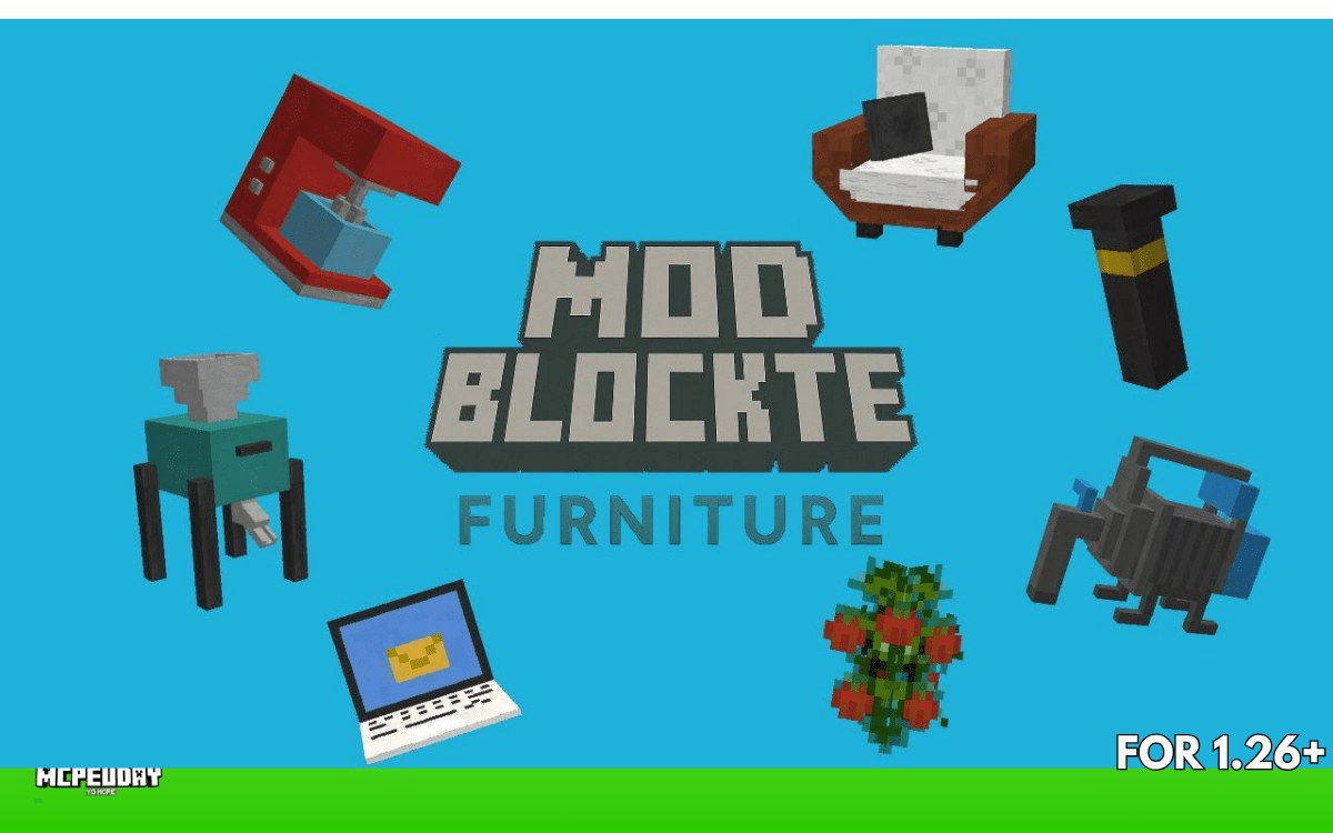 Modblockte Furniture Addon (1.21, 1.20) – Best Furniture Mod for MCPE