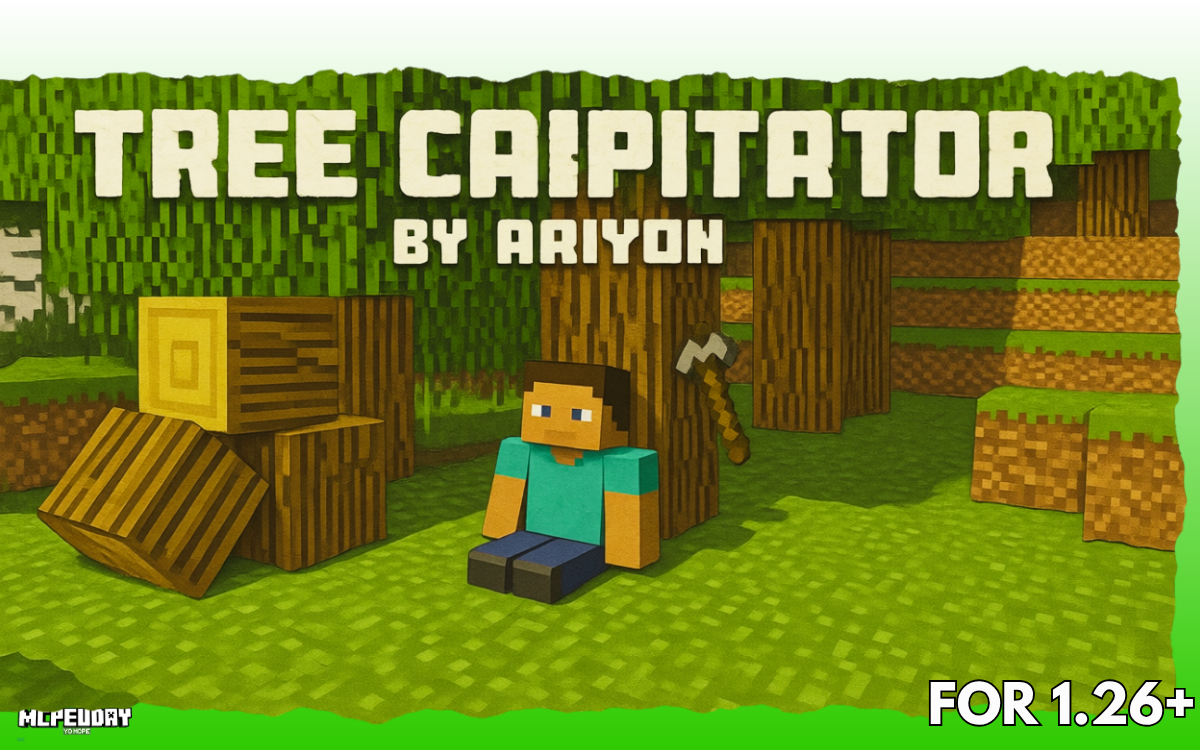 Raiyon’s Tree Capitator Addon (26.x, 1.21) – Fast Tree Cutting Mod for MCPE