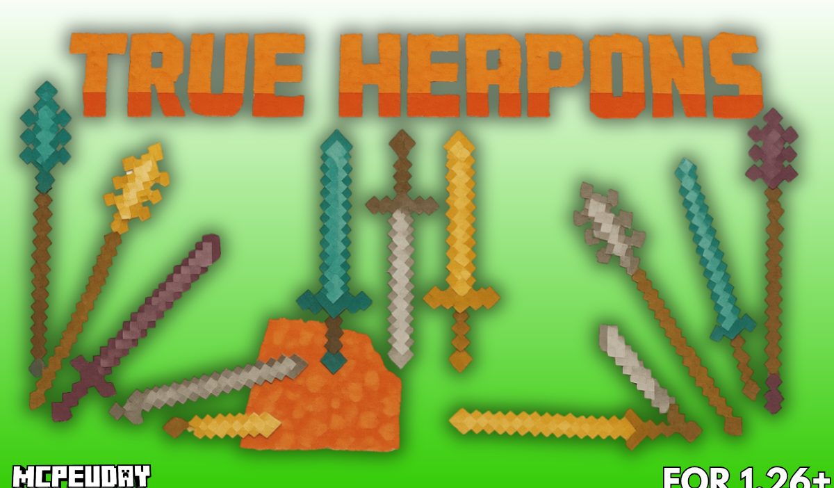 True Weapons Addon (26.x, 1.21) for Minecraft Bedrock/MCPE