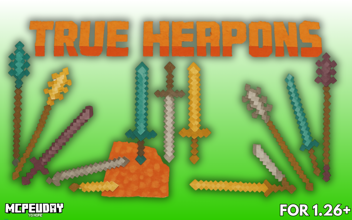 True Weapons Addon (26.x, 1.21) for Minecraft Bedrock/MCPE