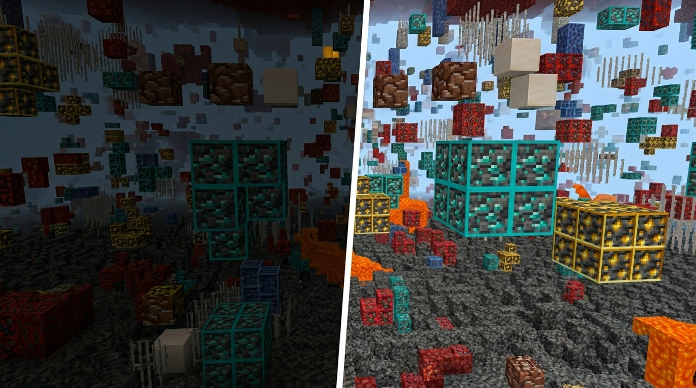 X Ray with Night Vision Addon (26.x, 1.21) – Find Diamonds & Ores Fast in Minecraft Bedrock