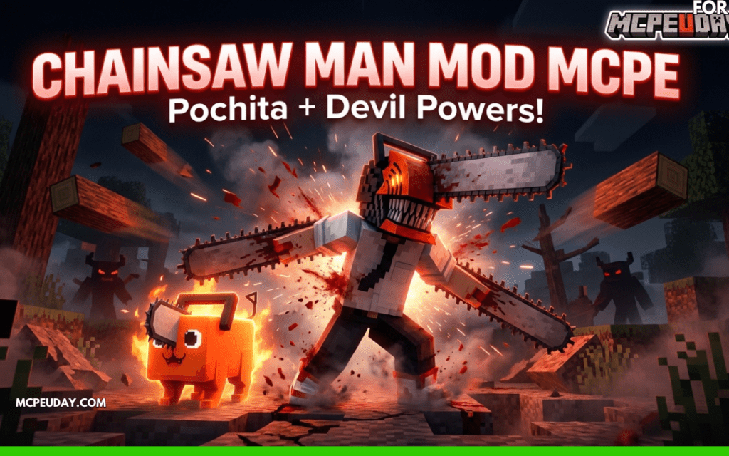 Chainsaw Man Addon MCPE 1.21/1.26 – Become Denji in Minecraft PE