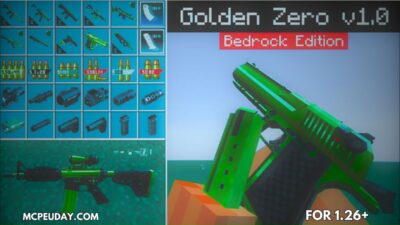 Golden Zero Addon (1.21) – Realistic Gun Mod for MCPE