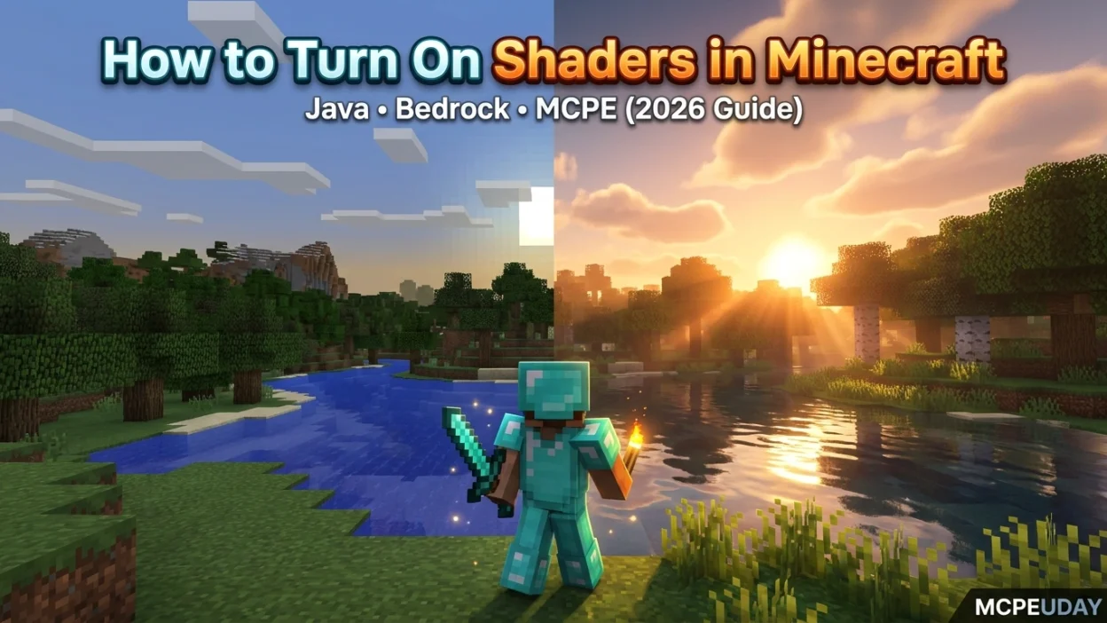How to Turn On Shaders in Minecraft (2026 Guide) – Java, Bedrock & MCPE Setup Fast | MCPEUDAY