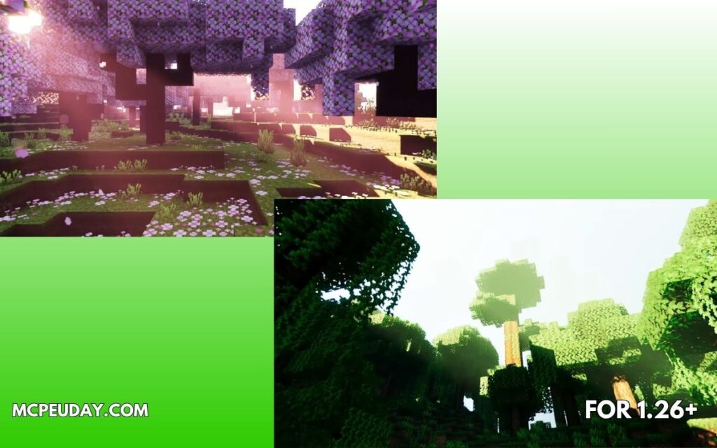 New Strawberry Shader (26.x, 1.21) for MCPE – Realistic Graphics & Lighting (1)