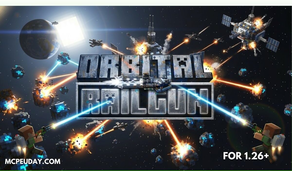 Orbital Railgun Mod (26.x, 1.21) for MCPE – Space Weapon Addon
