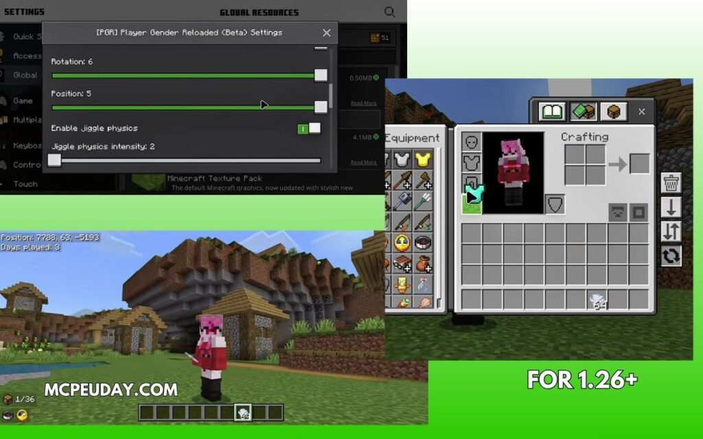 Player Gender Reloaded Addon (1.21+) Screenshots