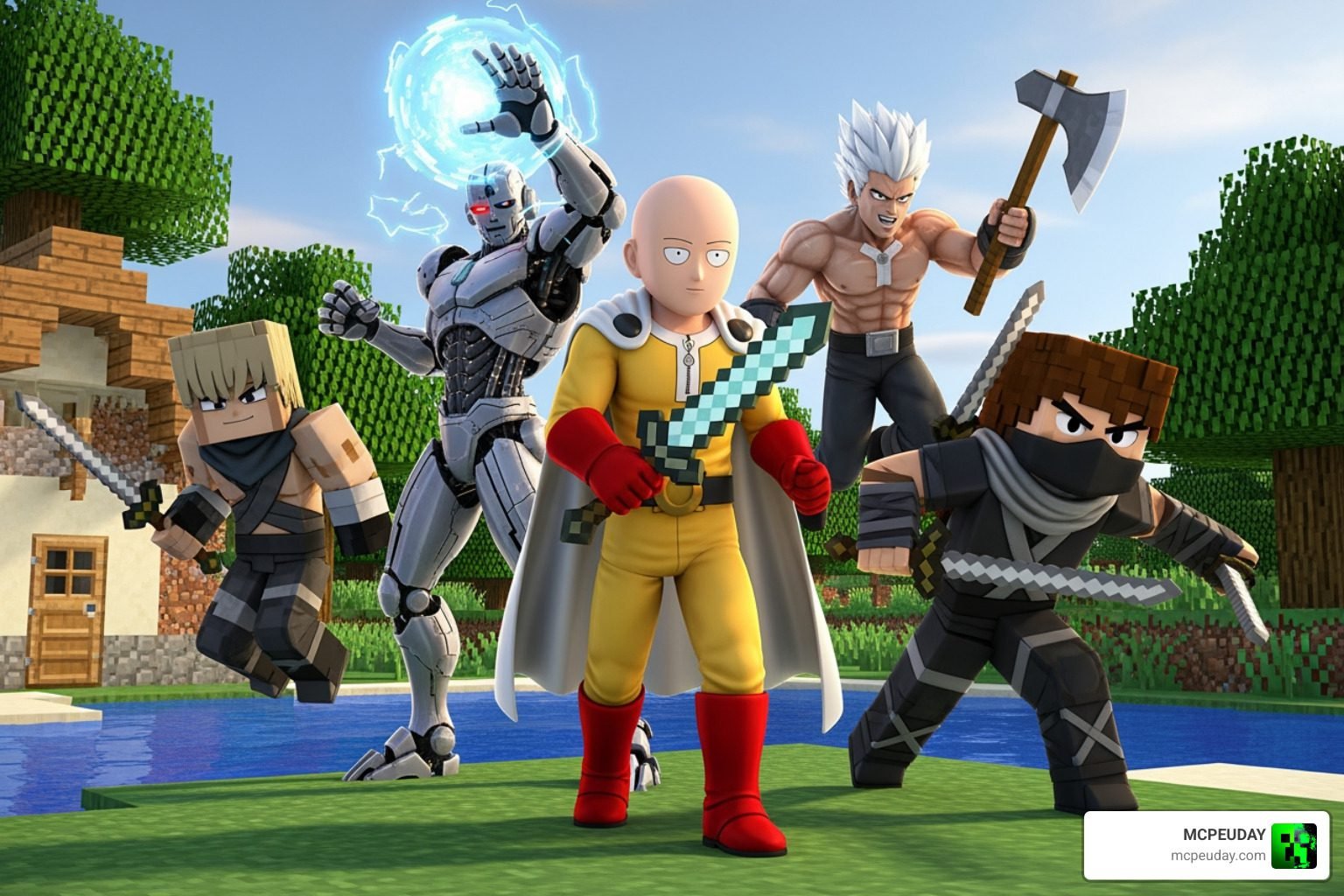 One Punch Man Addon 26.x for Minecraft Bedrock 1.21 | Saitama, Genos, Garou & Sonic