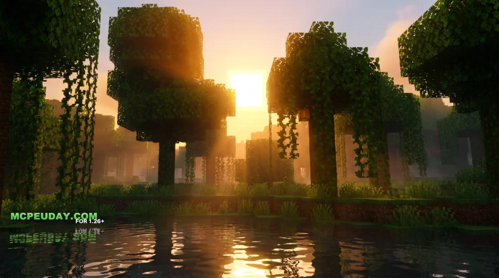Herobrine standing in dense Minecraft fog Herobrine from the fog Shader (26.x, 1.21) – MCPE/Bedrock Shader