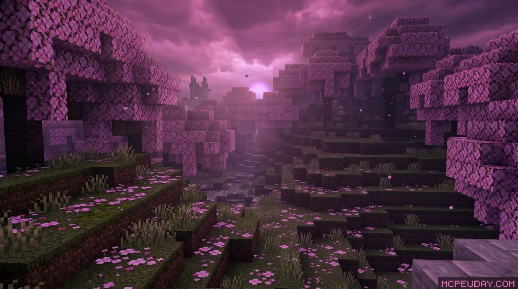 Dark Fantasy Visuals Shader Minecraft atmospheric gameplay Dark Fantasy Visuals Shader (26.x, 1.21) – MCPE/Bedrock Shader