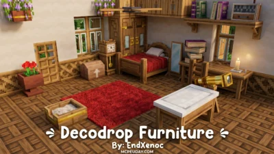 DecoDrop Furniture Addon (26.x, 1.21) – MCPE/Bedrock Mod