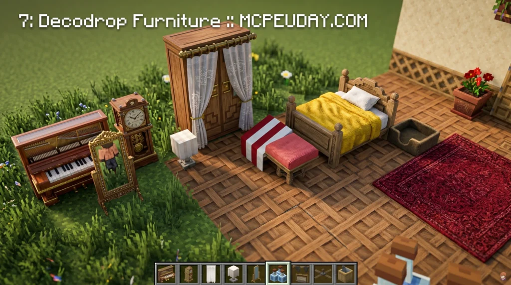 DecoDrop Furniture Addon (26.x, 1.21) – MCPE/Bedrock Mod