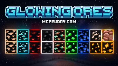 Glowing Ores Addon (26.x, 1.21) – MCPE/Bedrock Mod