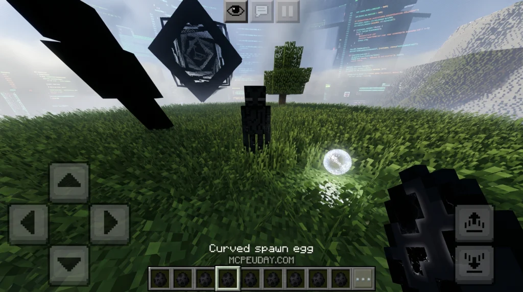 The Broken Script Addon dark Minecraft forest glitch effects horror atmosphere The Broken Script Addon (26.x, 1.21) – MCPE/Bedrock Mod