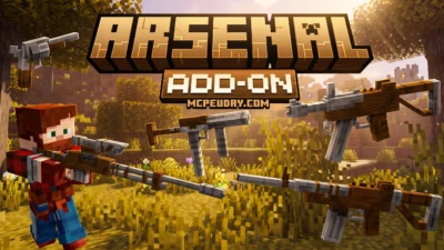 Arsenal 3D Guns Addon (26.x, 1.21) – MCPE/Bedrock Mod