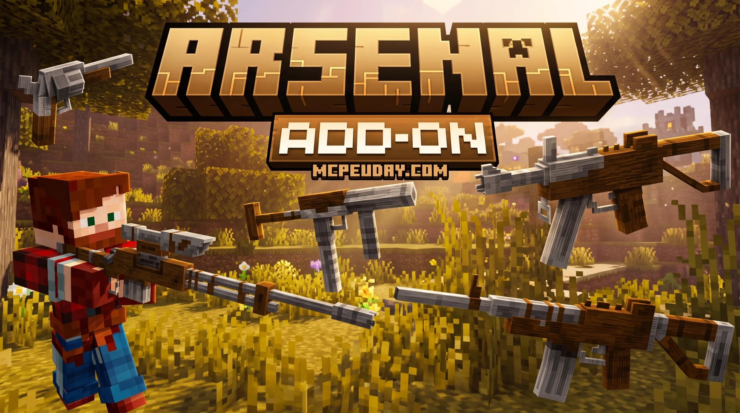 Arsenal 3D Guns Addon (26.x, 1.21) – MCPE/Bedrock Mod