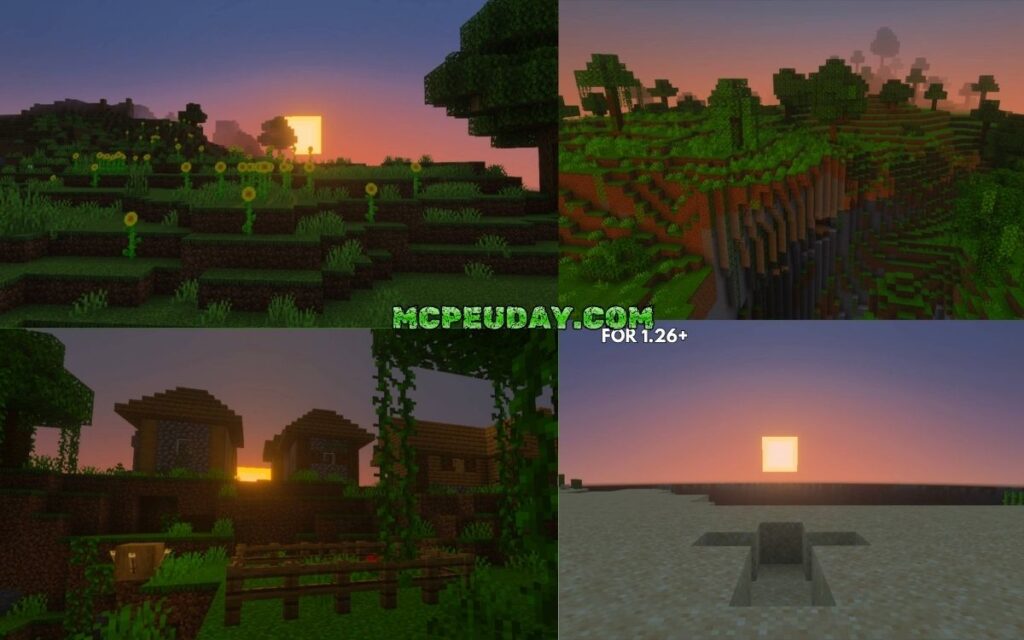 DYNAMIC VIEW Shader Minecraft Bedrock world with enhanced visuals DYNAMIC VIEW Shader (26.x, 1.21) – MCPE/Bedrock Shader