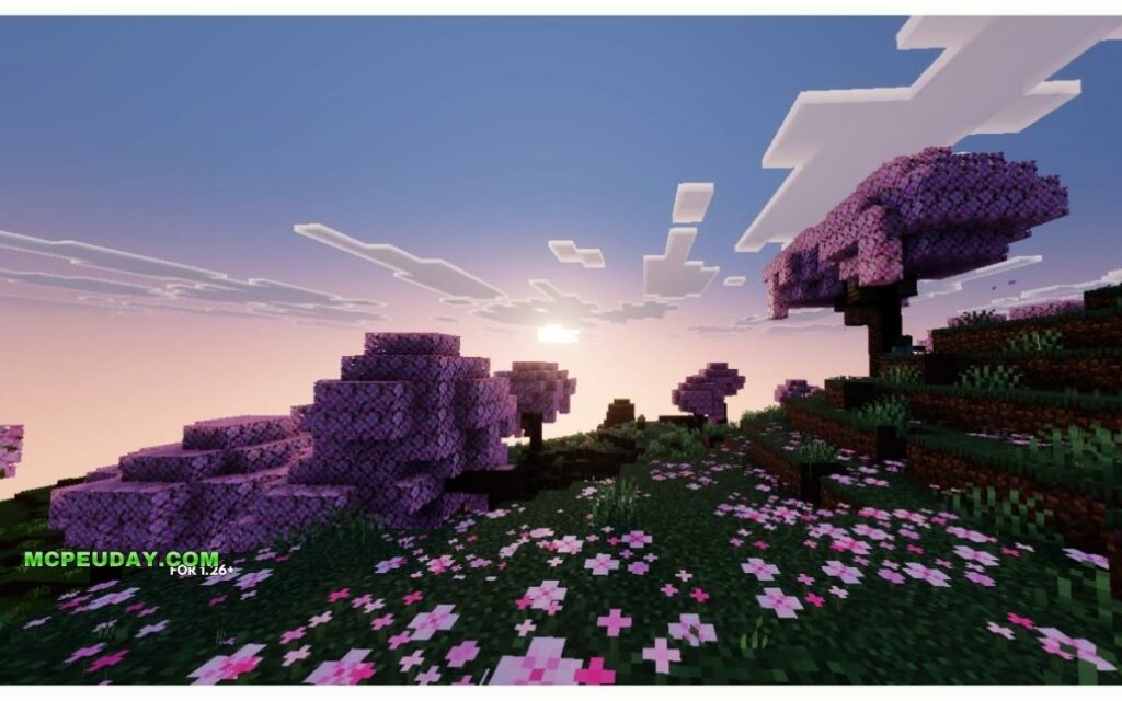 Vibrant Lumina Shader Minecraft Bedrock landscape cinematic lighting