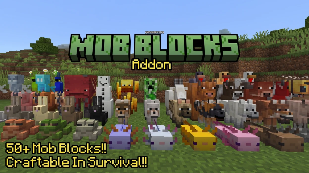 Mob Entity Blocks Mod (26.x, 1.21) – MCPE/Bedrock Mod