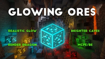 Glowing Ores Texture Pack (26.x, 1.21) – MCPE/Bedrock Texture Pack