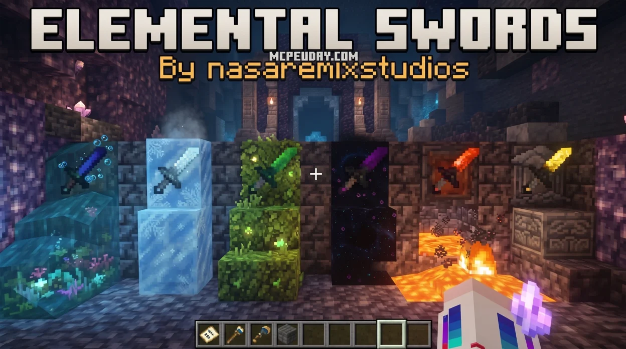 Elemental Swords Addon (26.x, 1.21) – MCPE/Bedrock Mod