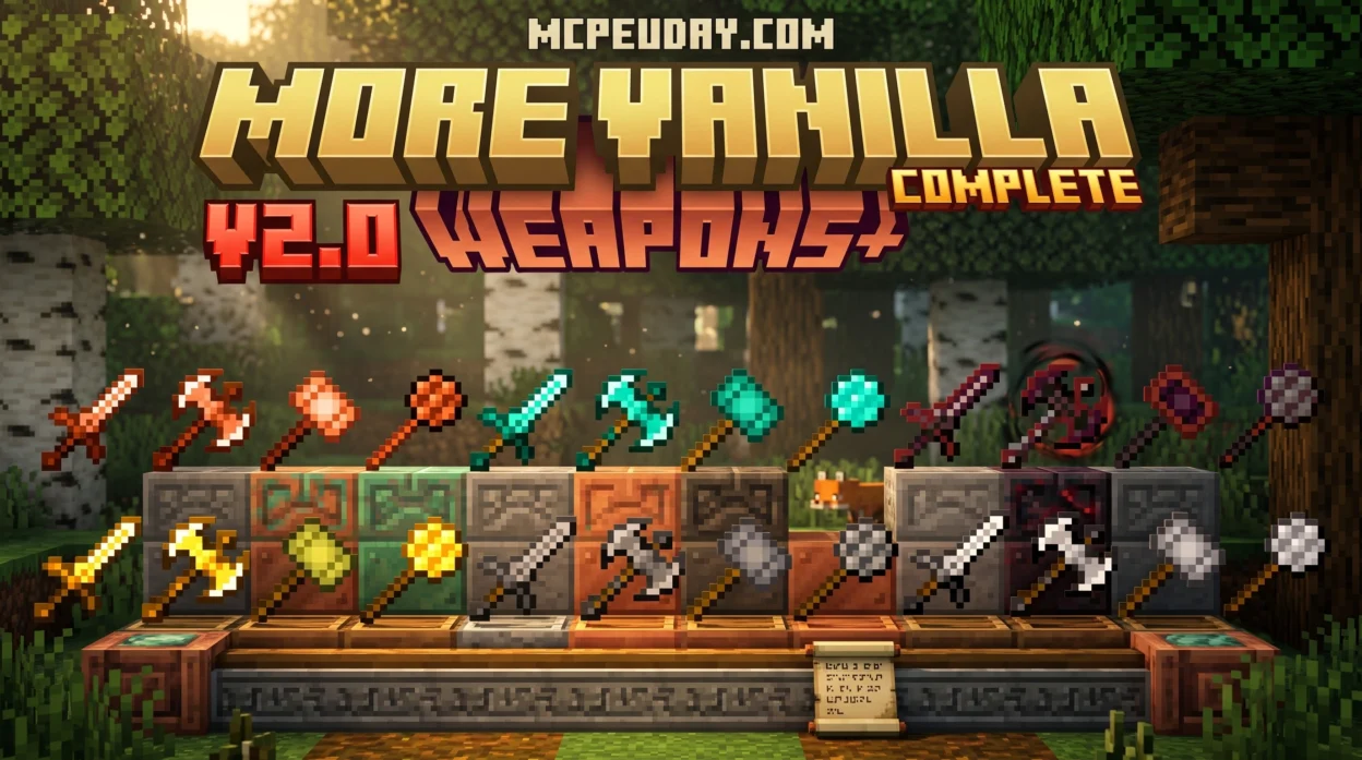 More Vanilla Weapons Addon (26.x, 1.21) – MCPE/Bedrock Mod