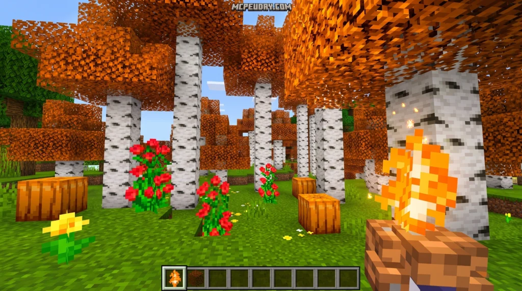 Orange Trees Addon Minecraft Bedrock gameplay with fruit trees in jungle biome
