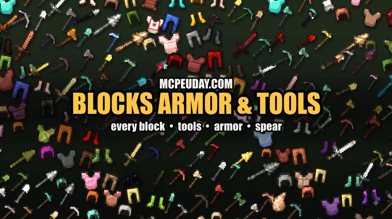 Blocks Armor & Tools Addon (26.x, 1.21) – MCPE/Bedrock Mod