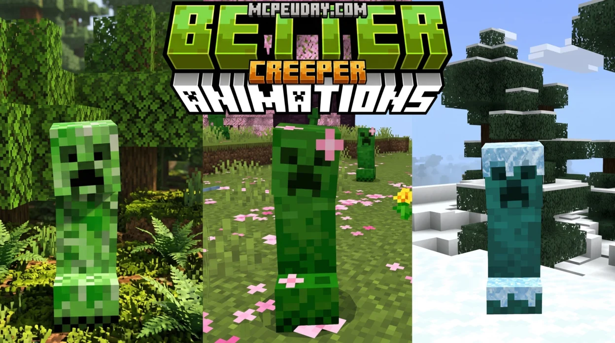 Better Creeper Animations Addon (26.x, 1.21) – MCPE/Bedrock Mod