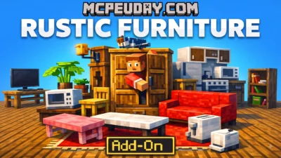 Rustic Furniture Addonย (26.x, 1.21) โ MCPE/Bedrock Mod