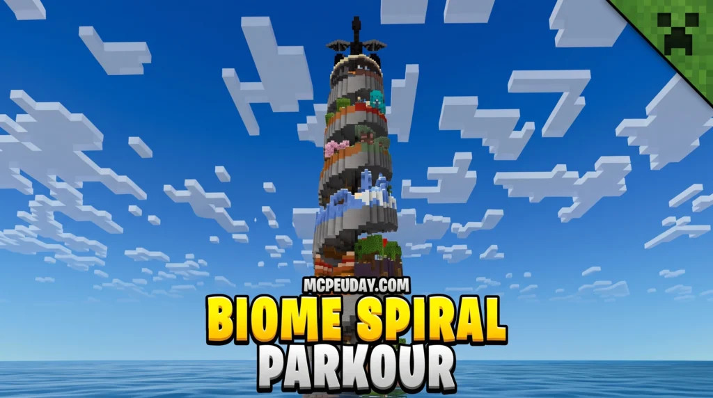 Biome Spiral Parkour Map (26.x, 1.21) – MCPE/Bedrock Map