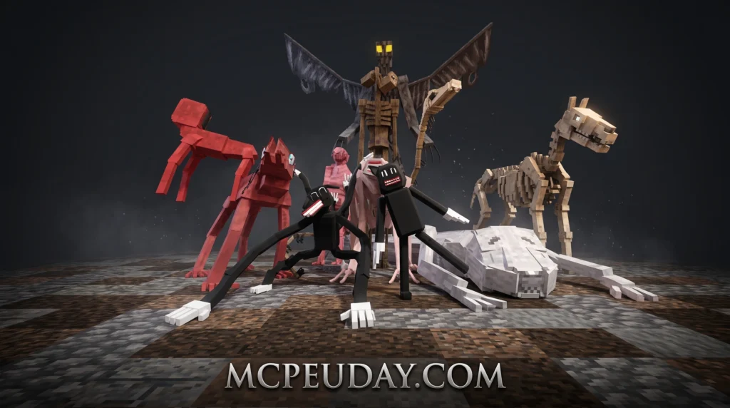 Trevor Henderson creatures Minecraft Bedrock horror addon