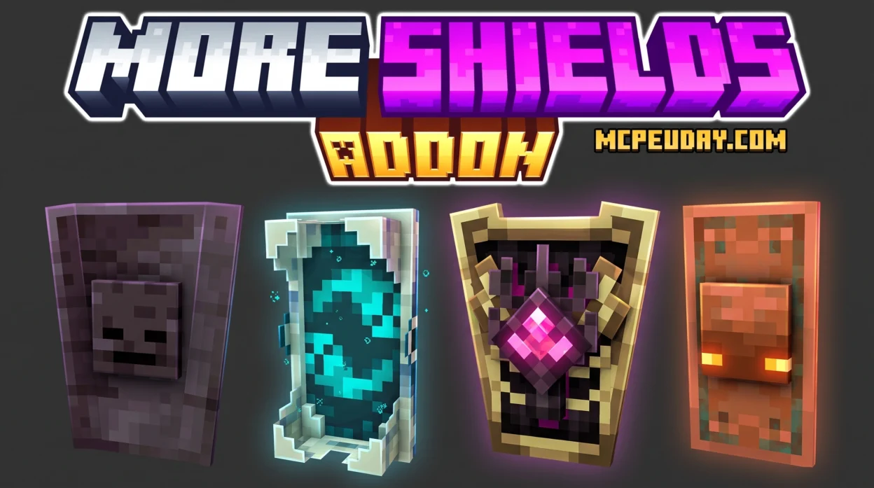 Raiyon's More Shields Addon (26.x, 1.21) – MCPE/Bedrock Mod