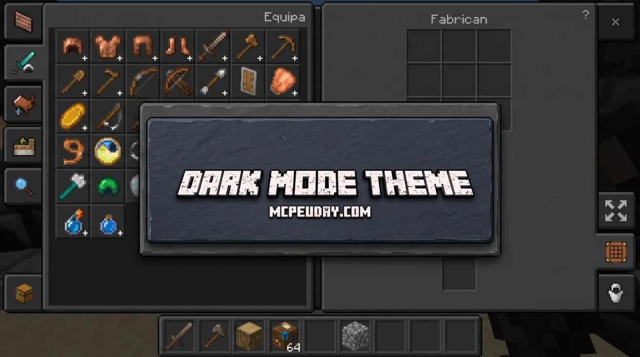 Dark Mode Theme Texture Pack (26.x, 1.21) – MCPE/Bedrock Texture Pack