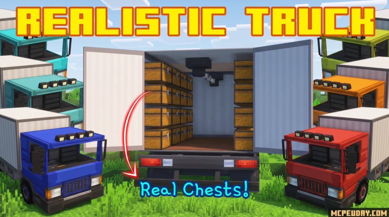 Truck with Functional Storage Addon (26.x, 1.21) – MCPE/Bedrock Mod