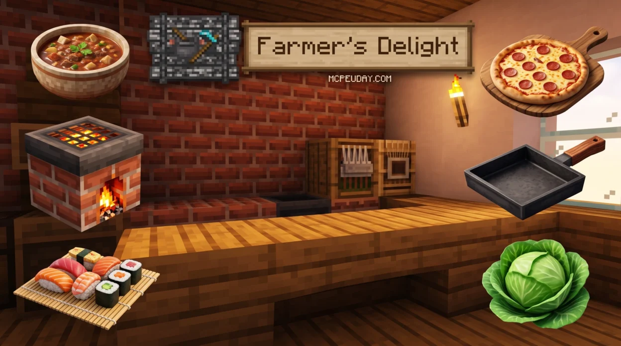 Farmer's Delight Bedrock Addon (26.x, 1.21) – MCPE/Bedrock Mod