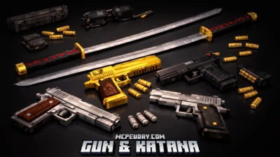 Gun and Katana Addon (26.x, 1.21) – MCPE/Bedrock Mod