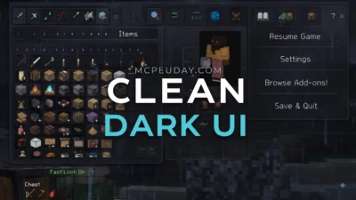 Clean Dark UI Pack (26.x, 1.21) – MCPE/Bedrock Pack