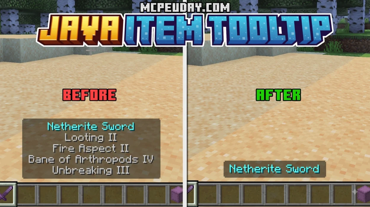 Java Tooltips With a Texture Pack (26.x, 1.21) – MCPE/Bedrock Pack