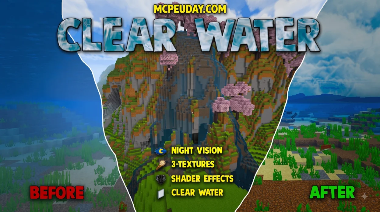 Clear Water Texture Pack (26.x, 1.21) – MCPE/Bedrock Pack