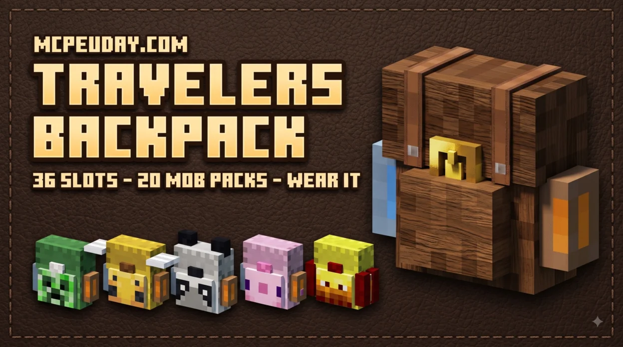 Travelers Backpack Addon (26.x, 1.21) – MCPE/Bedrock Mod