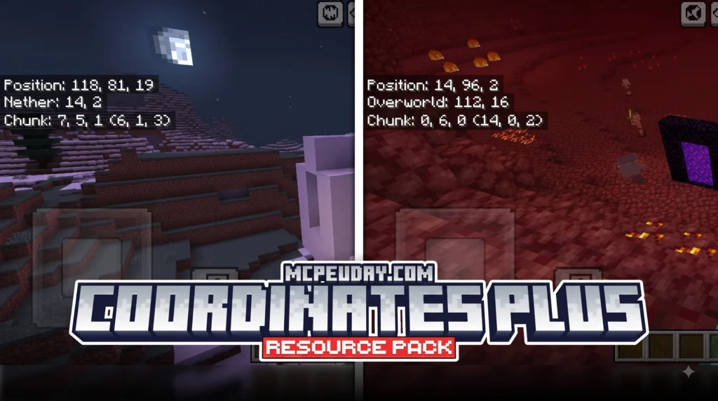 Coordinates Plus Texture Pack (26.x, 1.21) โ MCPE/Bedrock Pack