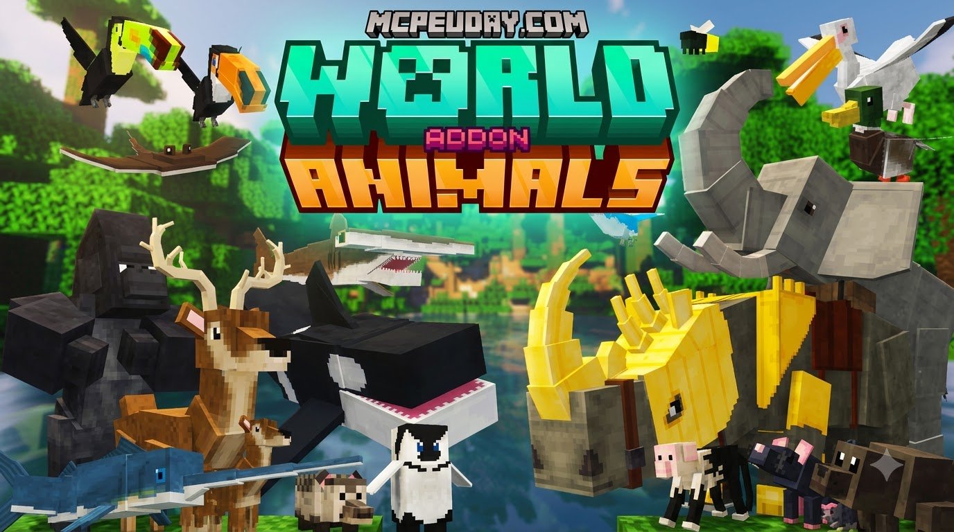 World Animals Addon (26.x, 1.21) – MCPE/Bedrock Mod